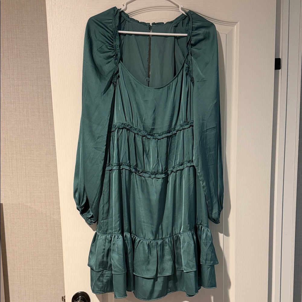 Chic Teal Ruffle Dress